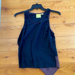 Maeve size 4 black brown high low tank silk